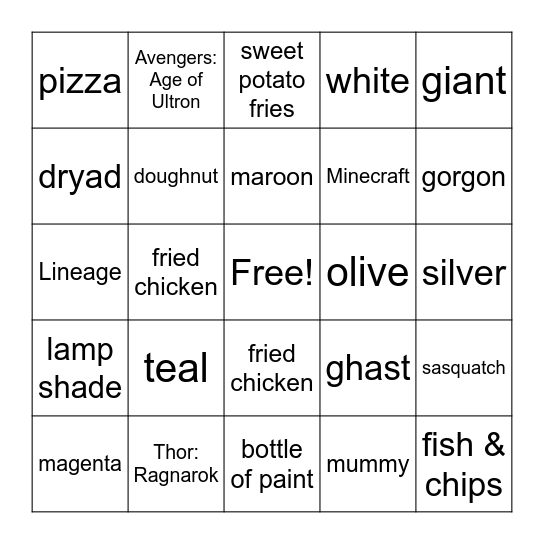 Infinite Craft Bingo Card