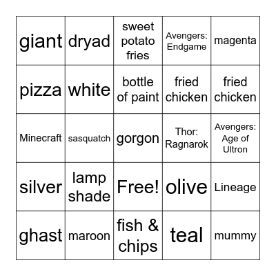 Infinite Craft Bingo Card