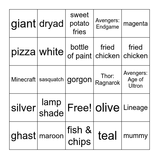Infinite Craft Bingo Card