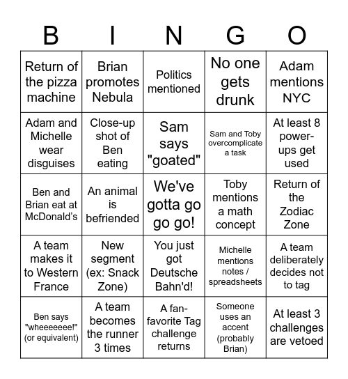 Jet Lag S15 Bingo Card