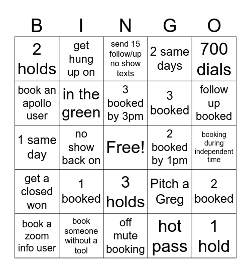Team Shay Bingo Card