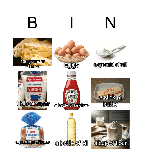 Cookie Ingredients Bingo Card