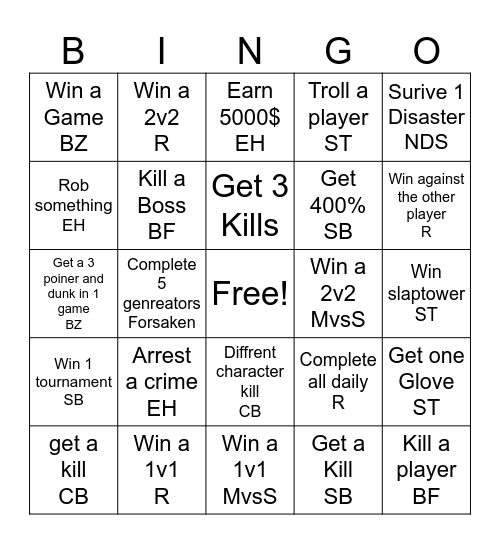 Untitled Bingo Card