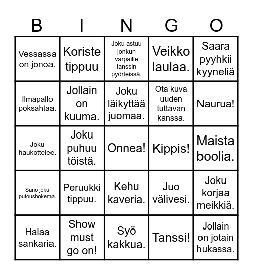 Kasikymppiset Bingo Card