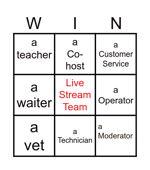 Job Bingo Card