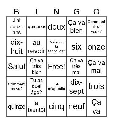 World Cultures: French Bingo Card