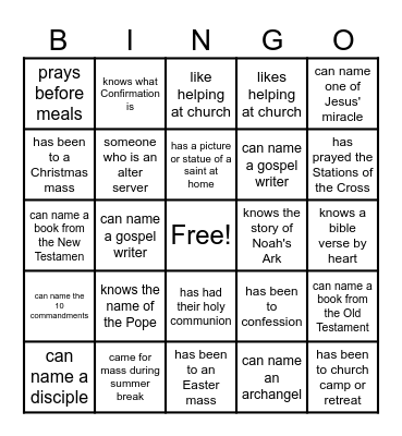 Faith Bingo Card
