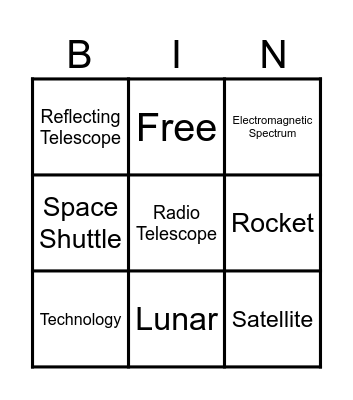 Unit Exploring the Universe Bingo Card