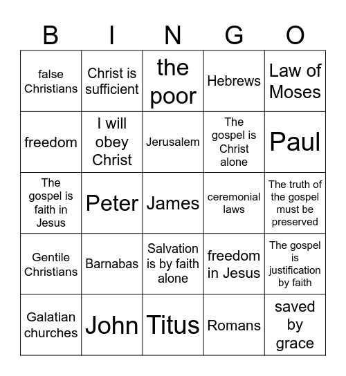Pastor Bingo Card