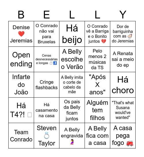 The Summer We Yelled Bingo Card