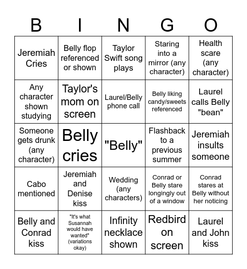 TSITP Bingo Card