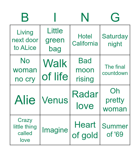 Bij de Buurman muziekbingo Card
