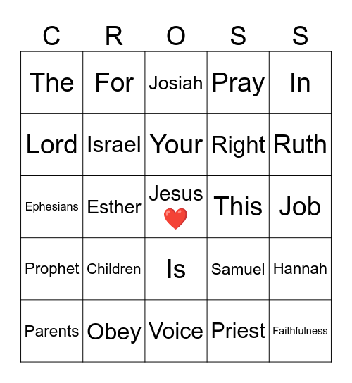 Samuel Bingo Card