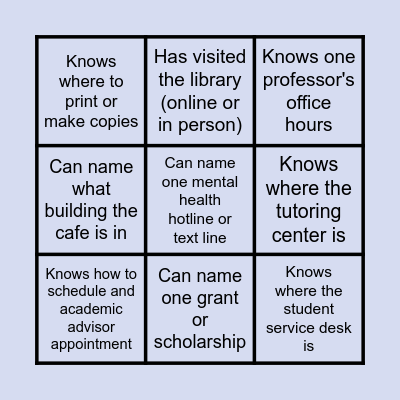 Trio Bingo Card
