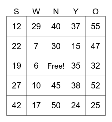 Birthday Bingo! Bingo Card