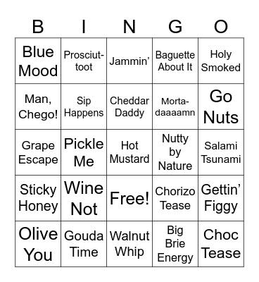 Charcuterie Board Night Bingo Card