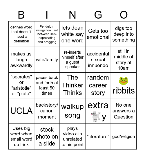 AM🐩 Bingo Card