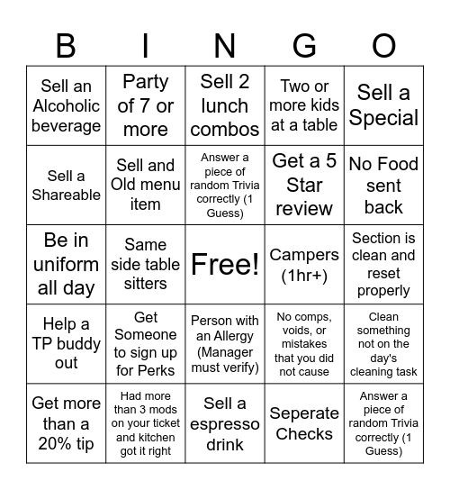 Turning Point Bingo Card