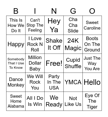 Song Bingo Card