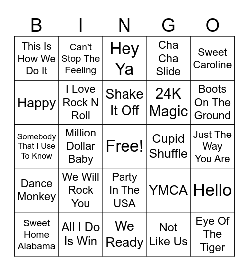 Song Bingo Card