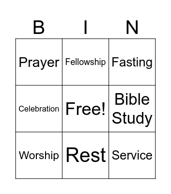 Spiritual Disciplines Bingo Card