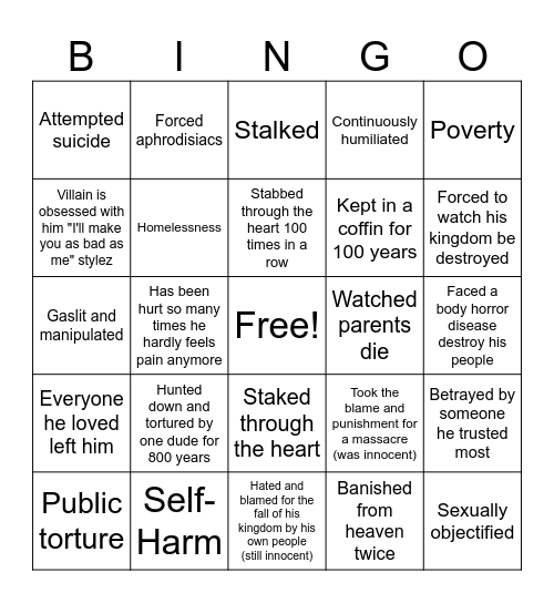bad things happen bingo Card