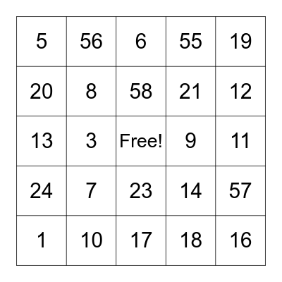 Pep Band Basketball Bingo Card