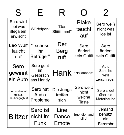 Sero GVMP V2 Bingo Card
