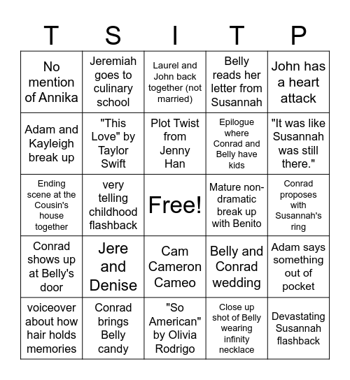 The Summer I Turned Pretty BINGO Card