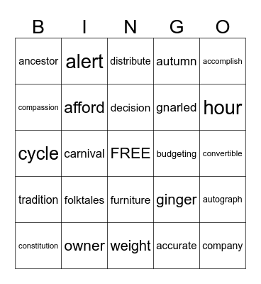 Bingo Card