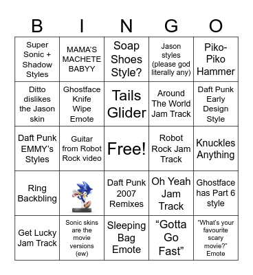 Ditto’s Fortnite Prediction Bingo For Collabs He’s Excited For Bingo Card