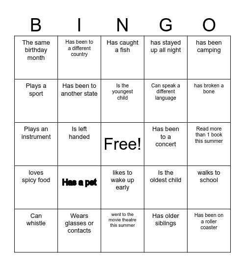 Find someone who... Bingo Card