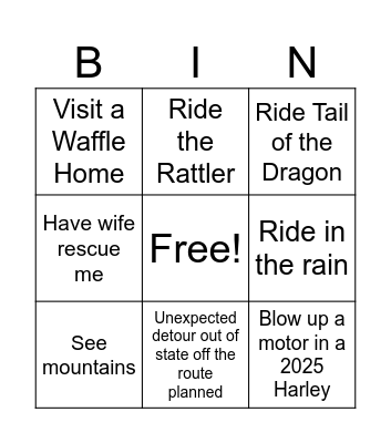 Dragon Trip Bingo Card
