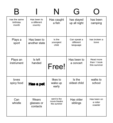 Find someone who... Bingo Card