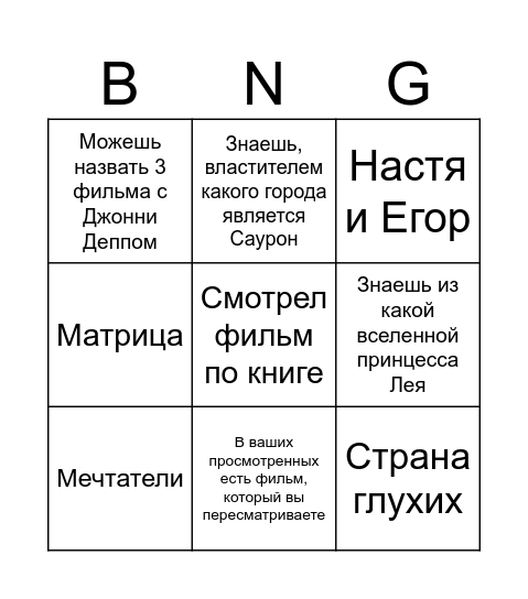 "Из всех искусств для нас важнейшим является кино" — В. И. Ленин. Bingo Card
