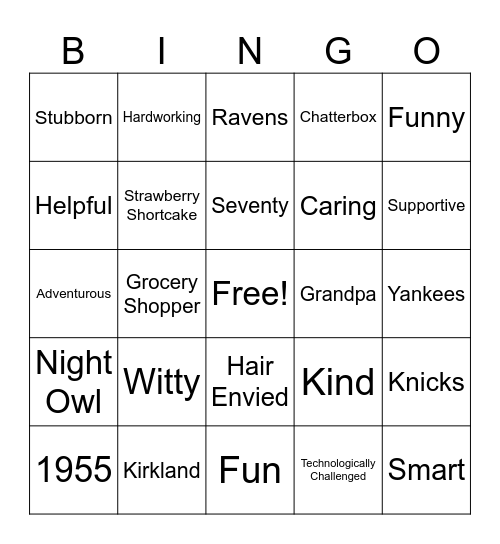 Happy 70th Warren! Bingo Card