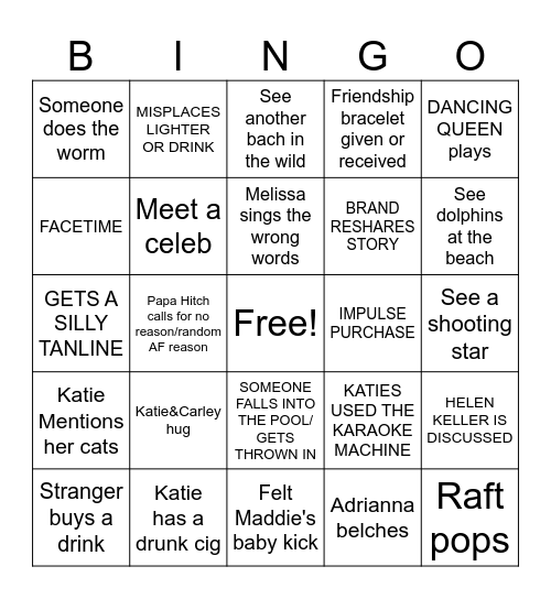 Katie's Coastal Cowgirl Bach Bingo Card