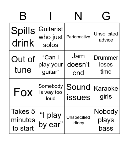 Chintz freshers Bingo Card