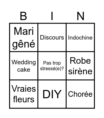 Mariage Alizée & Pierre Bingo Card
