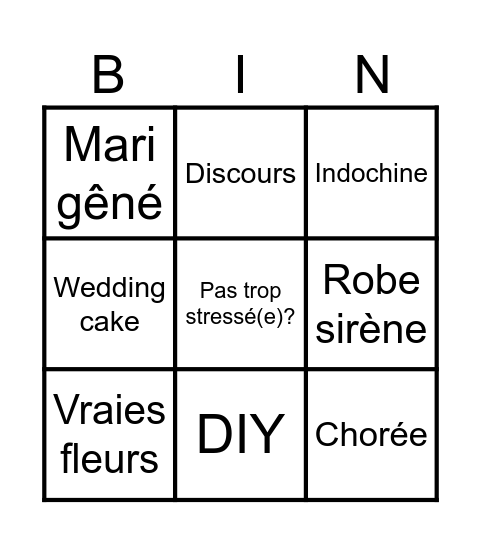 Mariage Alizée & Pierre Bingo Card