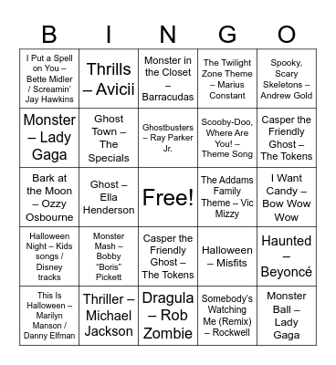 Halloween Bingo Card