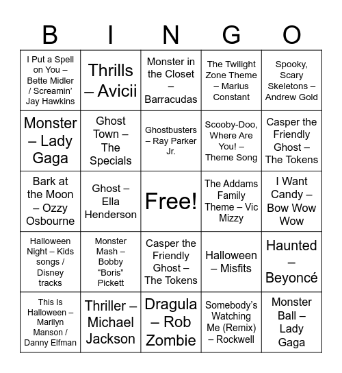 Halloween Bingo Card