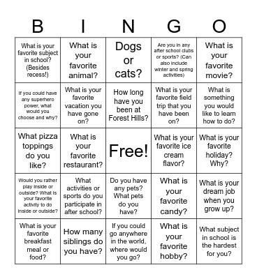 Club 3, 4, 5 BINGO Card