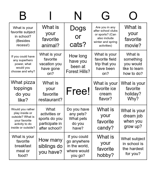 Club 3, 4, 5 BINGO Card