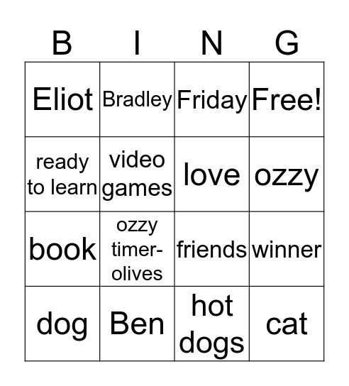 Untitled Bingo Card