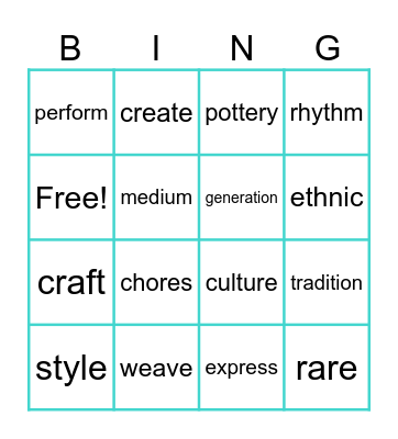 List 1 Bingo Card