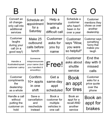 Service BDC Bingo Card