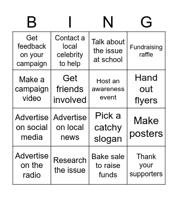 Campaign Bingo Card