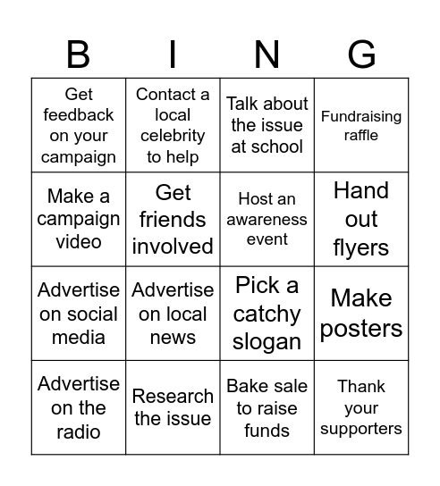 Campaign Bingo Card