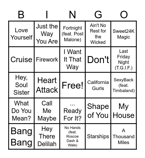 Music Bingo Card
